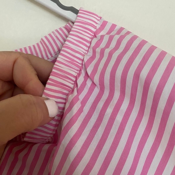 V Cristina White/Pink  Pinstripe Cold Shoulder Asymmetric Button Down Shirt L - Picture 6 of 9